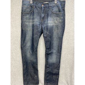 Lindbergh Modern Heritage Jeans Mens Distressed Dark Denim Straight Leg Sz 38x32